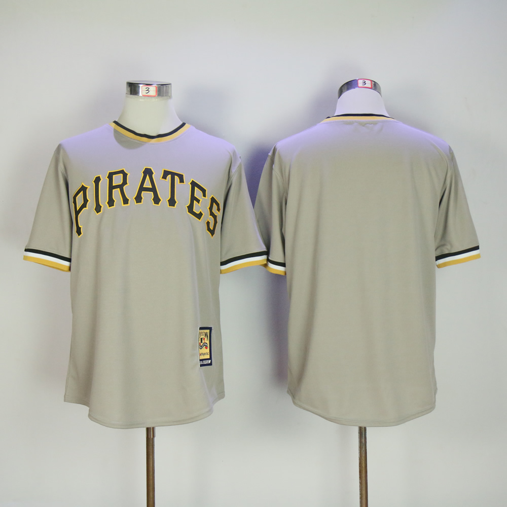 Men Pittsburgh Pirates Blank Grey Throwback MLB Jerseys->->MLB Jersey